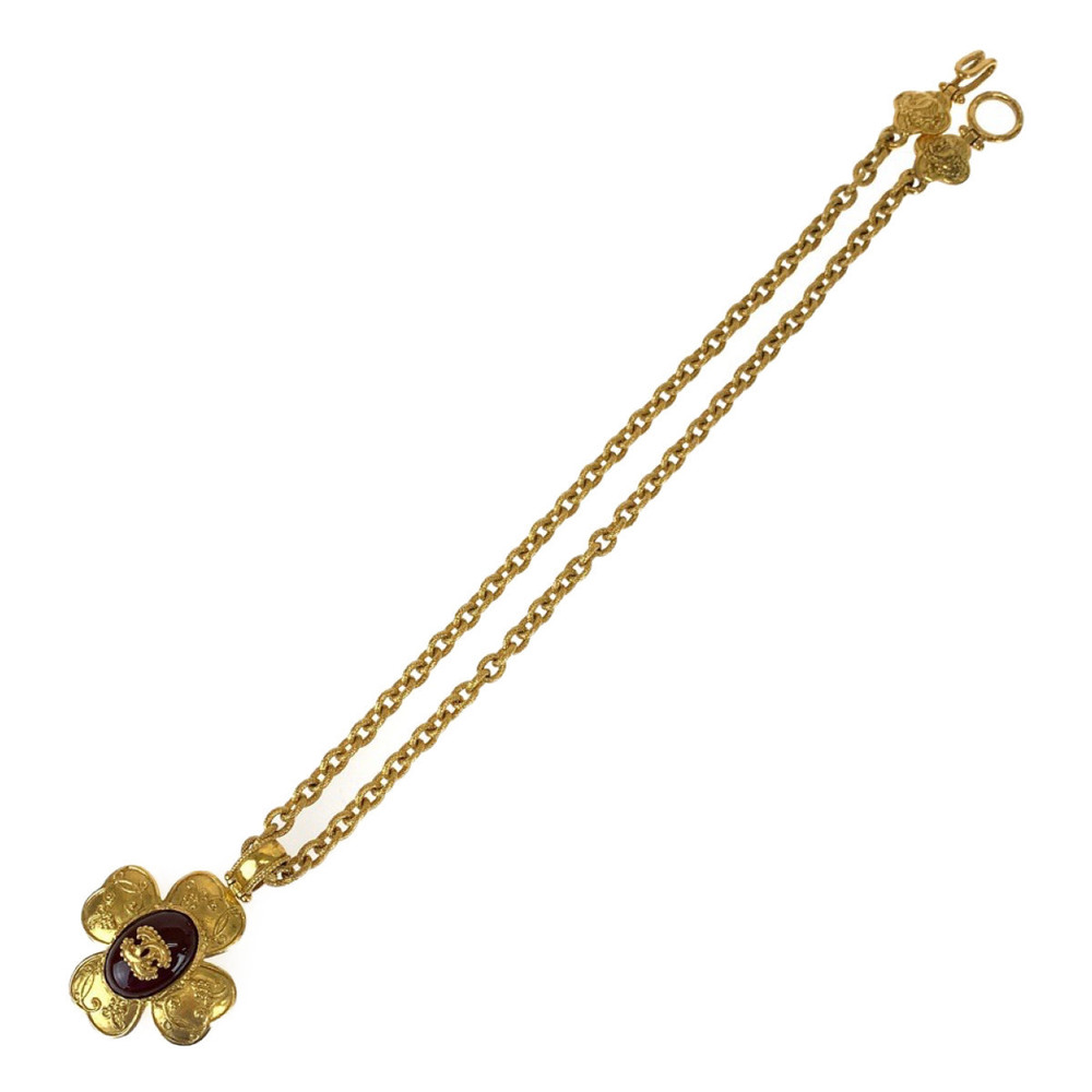 Chanel Chanel Gripoix Coco Mark Stone Gold-Plated Necklace Metal Necklace - Picture 5 of 8